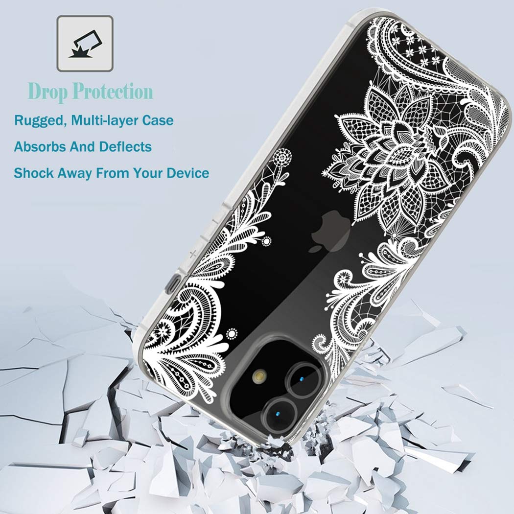 iPhone 11 Case 6.1 Inch - Slim Shockproof Clear Floral TPU Protective Cover for Women | Soft Flexible Mandala Design | Perfect for Everyday Use, Work & Travel
