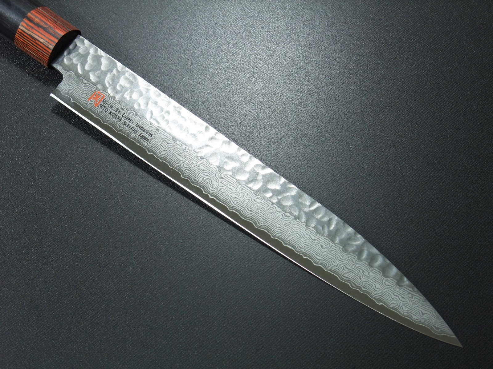 Premium SETO 33-Layer Hammered Nickel Damascus VG10 Sashimi Knife - 210mm (7