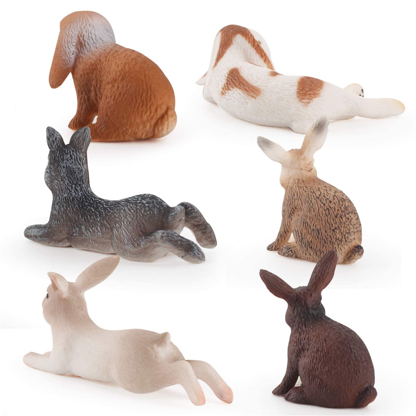 LC JoyCre 6PCS Bunny Cake Toppers - Mini Plastic Rabbit Figurines for Easter Cake Decorations, Kids Party Favors & Farm Animal Toys | Perfect for Easter Celebrations, Birthday Cakes, Baby Showers & Toddler Playtime