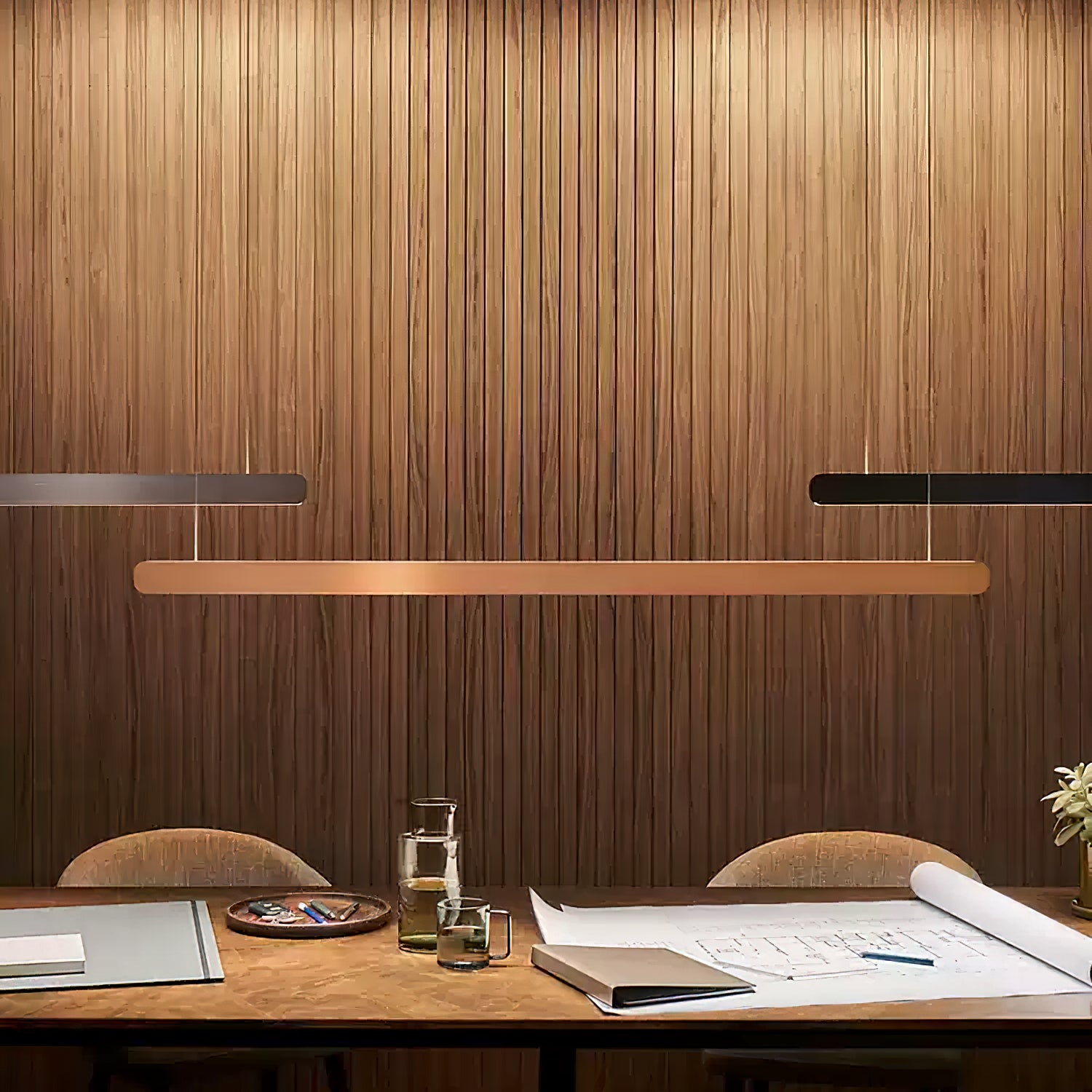 Modern Linear Pendant Light - Adjustable LED Hanging Lamp for Kitchen Island, Dining Room & Office - Sleek Minimalist Design with Warm/Cool Lighting Options