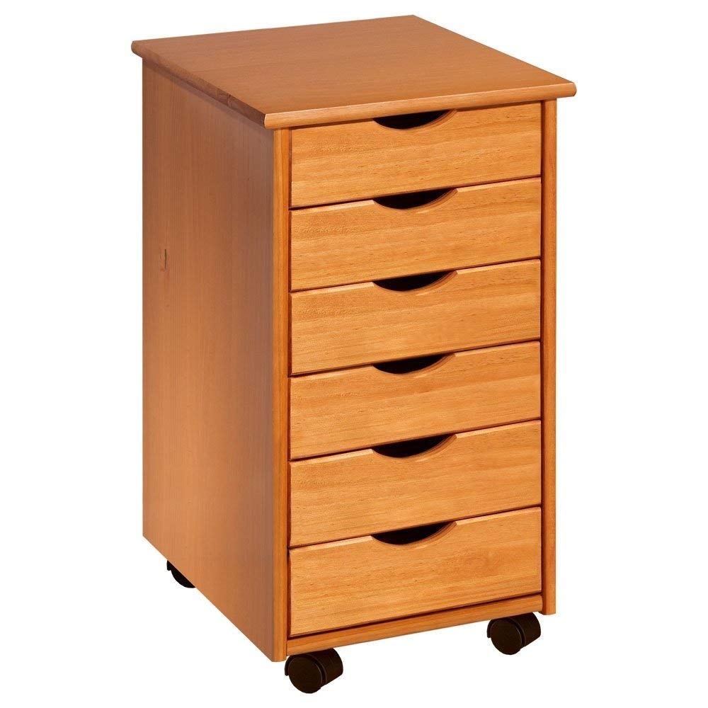 6-Drawer Sewing Cart with Wheels - Compact Wood Storage for Sewing & Office