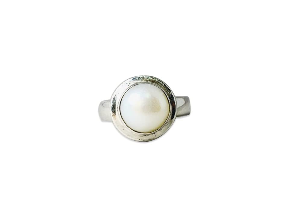 925 Sterling Silver Pearl Ring - Handmade Minimalist Dainty White Pearl Gemstone Ring for Women (Size G 1/2) | Elegant Jewelry Gift for Anniversary, Wedding & Everyday Wear