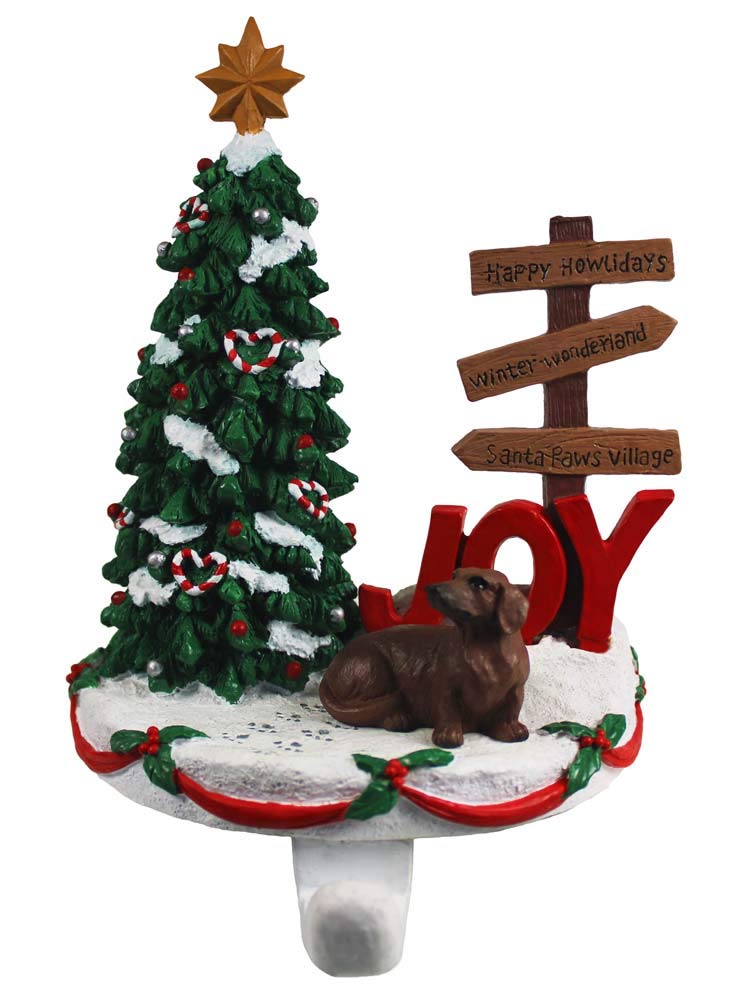 Red Dachshund Christmas Stocking Holder - Cute Dog-Themed Stocking Hanger for Fireplace Mantel, Holiday Decorations & Gift Display