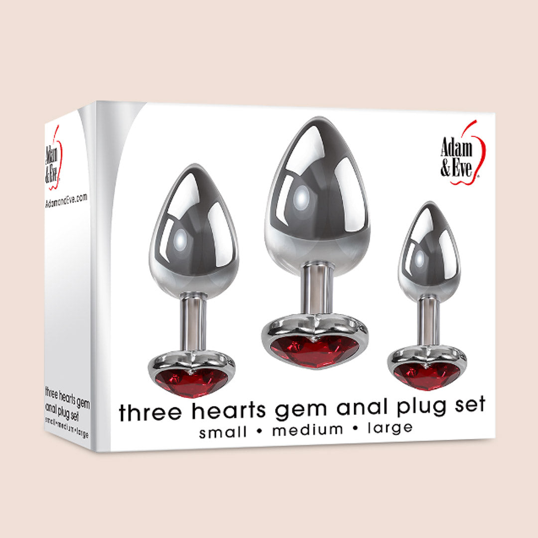 Premium 3-Piece Gem Anal Plug Set for Women & Men – Stainless Steel Jeweled Butt Plugs for Beginners & Advanced Users | Perfect for Sensual Play, Couples Fun & BDSM Exploration