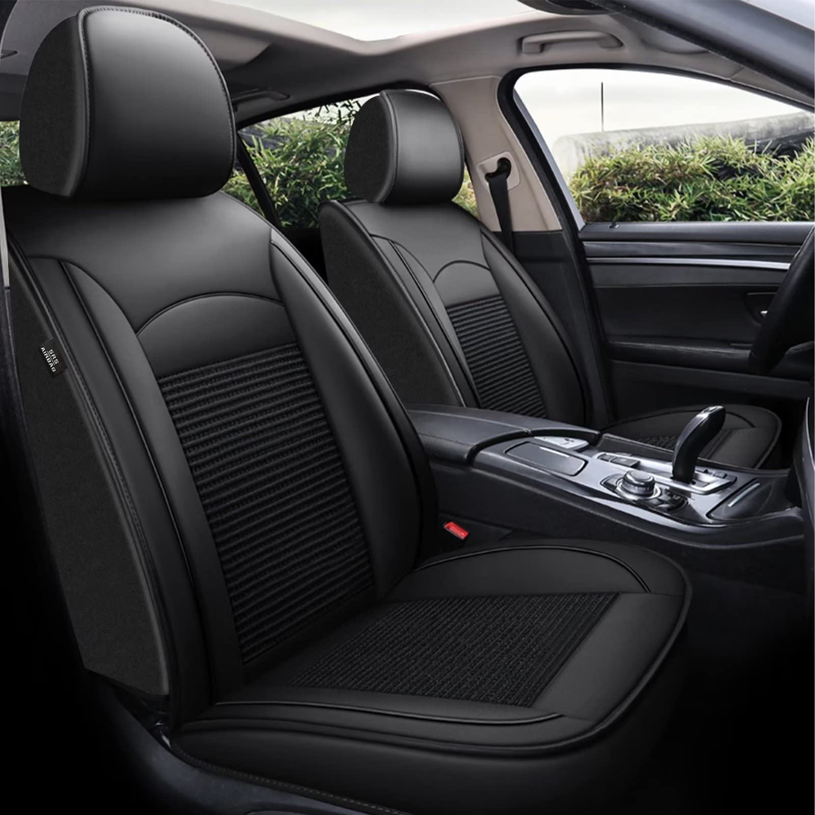 Premium Faux Leather Car Seat Covers for Volkswagen Taos 2022-2023 - Full Set 5-Seat Waterproof Seat Protectors with Airbag Compatibility (Black) - Perfect for Daily Commuting, Road Trips & Family Protection