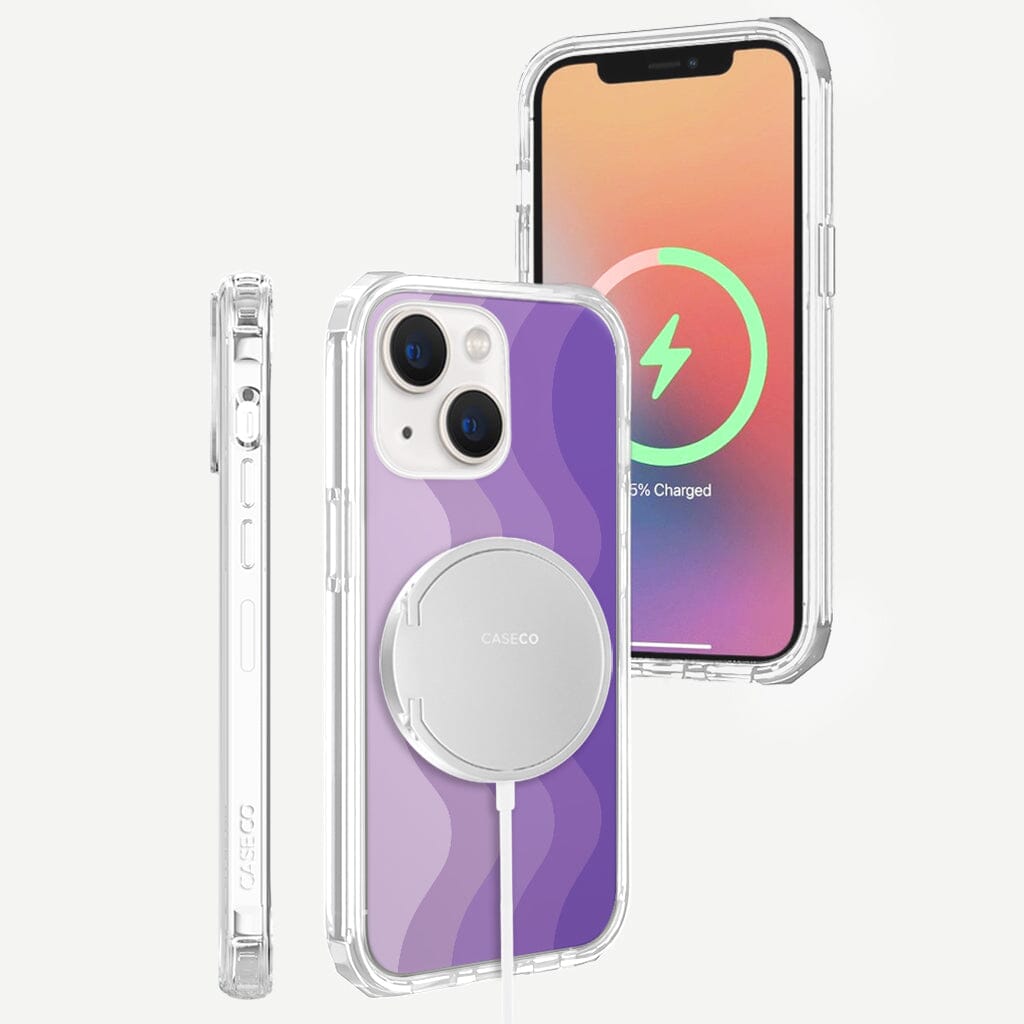 Premium MagSafe iPhone 14 Case - Shockproof & Scratch-Resistant Protective Cover with Strong Magnetic Alignment (Purple Wave Design) - Perfect for Work, Travel & Everyday Use