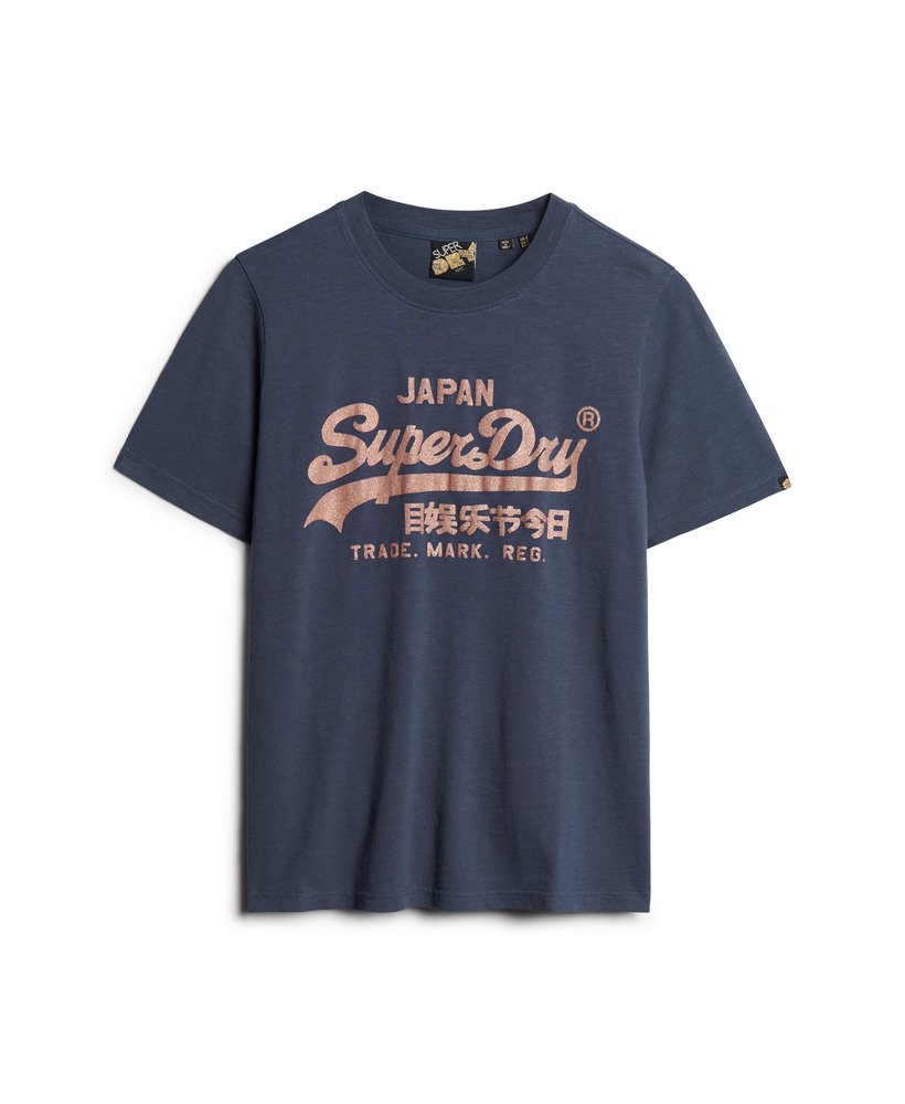 Metallic VL Relaxed T-Shirt for Women | Lauren Navy Casual Tee - Perfect for Everyday Wear, Lounging & Weekend Outfits