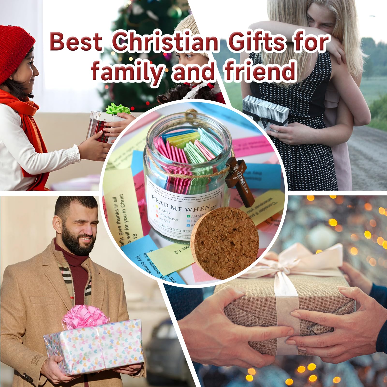 Bible Verse Jar - Inspirational Christian Gift for Women & Men, Scripture Prayer Jar with Daily Bible Verses - Perfect for Bible Study, Church Gifts, Mom, Dad & Friends - Great for Daily Devotion & Spiritual Encouragement