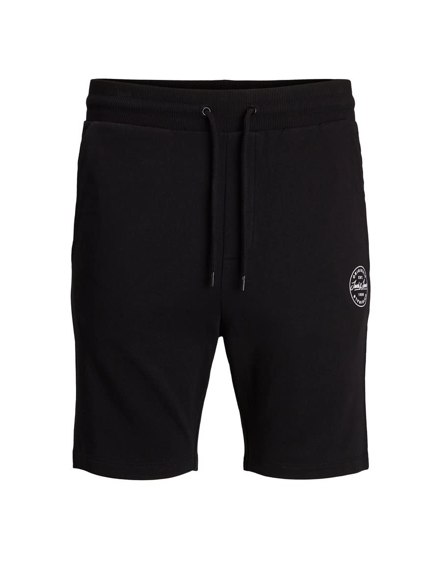 JACK & JONES Men's Adjustable Elastic Waist Shark Print Swim Shorts with Drawstring - Perfect for Beach, Pool, and Summer Vacation