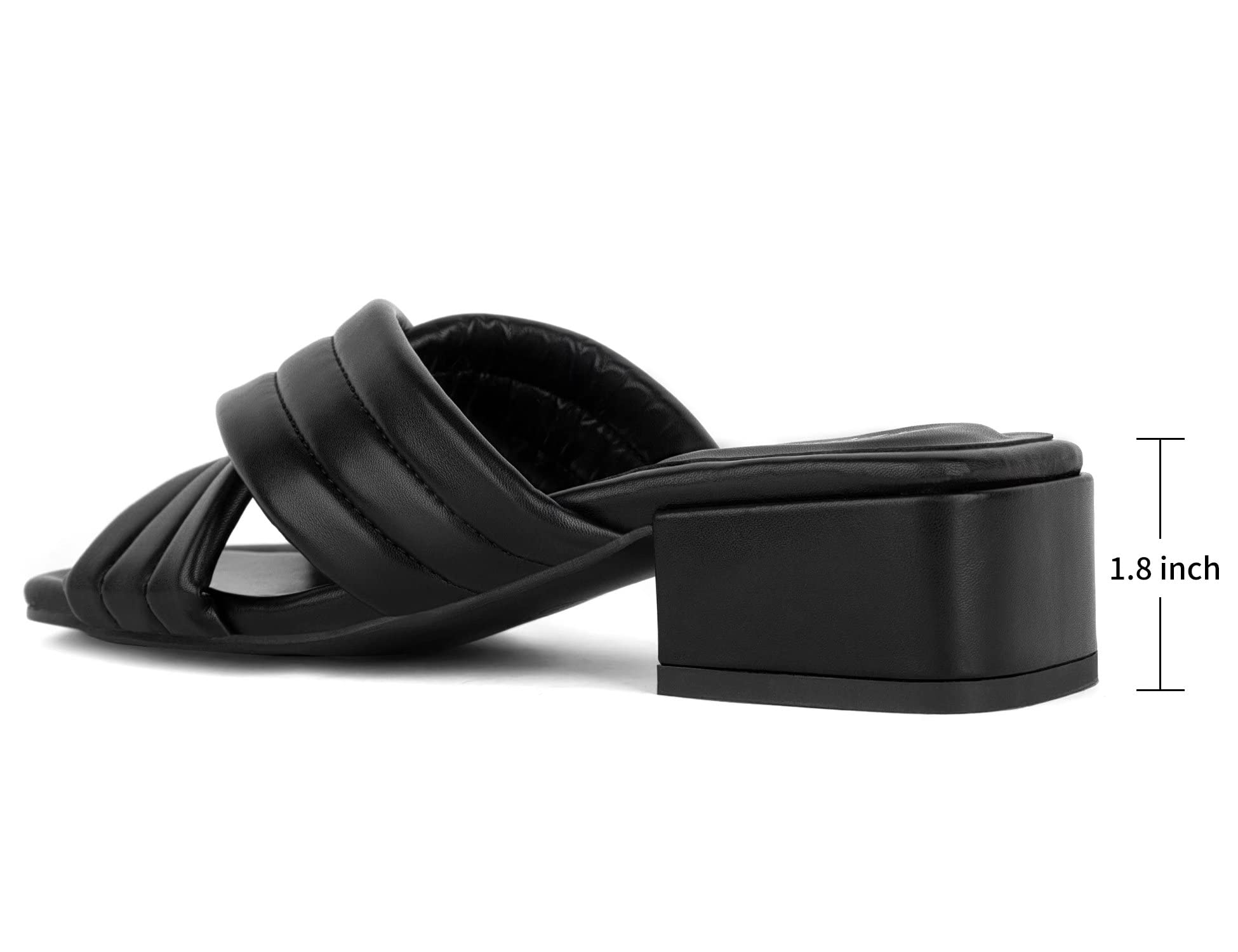 Greatonu Women's Chunky Heel Sandals - Square Open Toe Mules with Cross Strap Design for Summer | Comfortable Dressy Shoes for Women | Perfect for Beach, Party, and Casual Outfits