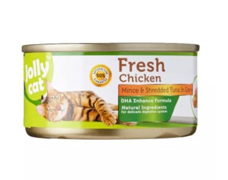 Premium Jolly Cat Canned Cat Food - Fresh White Meat Tuna, Mince & Shredded in Gravy, 80g | High-Quality Wet Cat Food with Natural Ingredients | Perfect for Adult Cats & Kittens, Mealtime or Treats