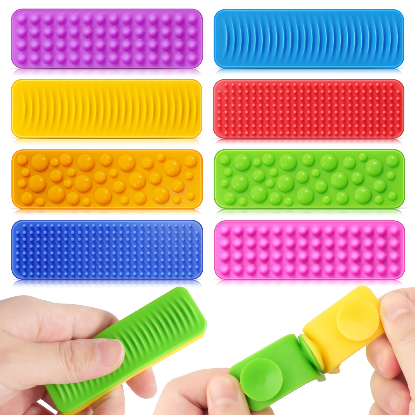 8 Pack Textured Suction Fidget Toys for Kids & Adults - Sensory Stickers for Autism, Anxiety Relief - Classroom & Office Stress Reducers - Easter Basket Stuffers - Perfect for Calming, Focus & Sensory Play
