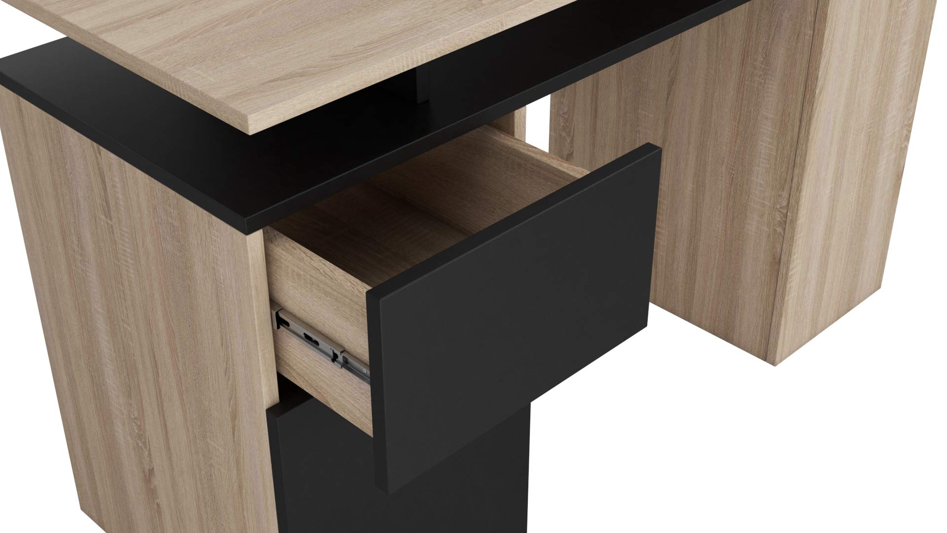 Modern Black Computer Corner Desk for Home Office - Ergonomic Writing Workstation for Small Spaces, Gaming & Study