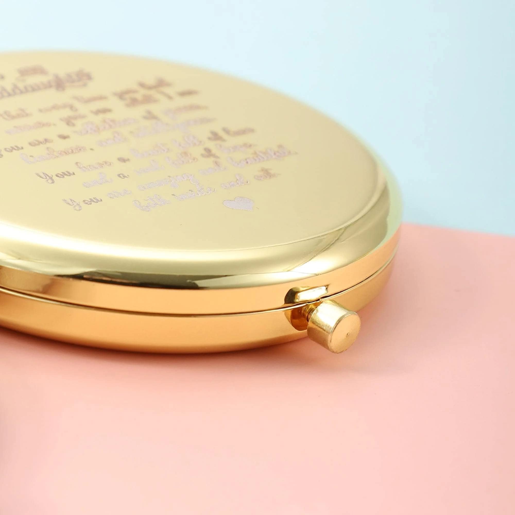 You're Amazing & Beautiful - Stainless Steel Folding Pocket Mirror Gift for Granddaughter | Rose Gold Compact Mirror | Encouragement Present from Grandparents | Perfect for School, Travel & Daily Makeup