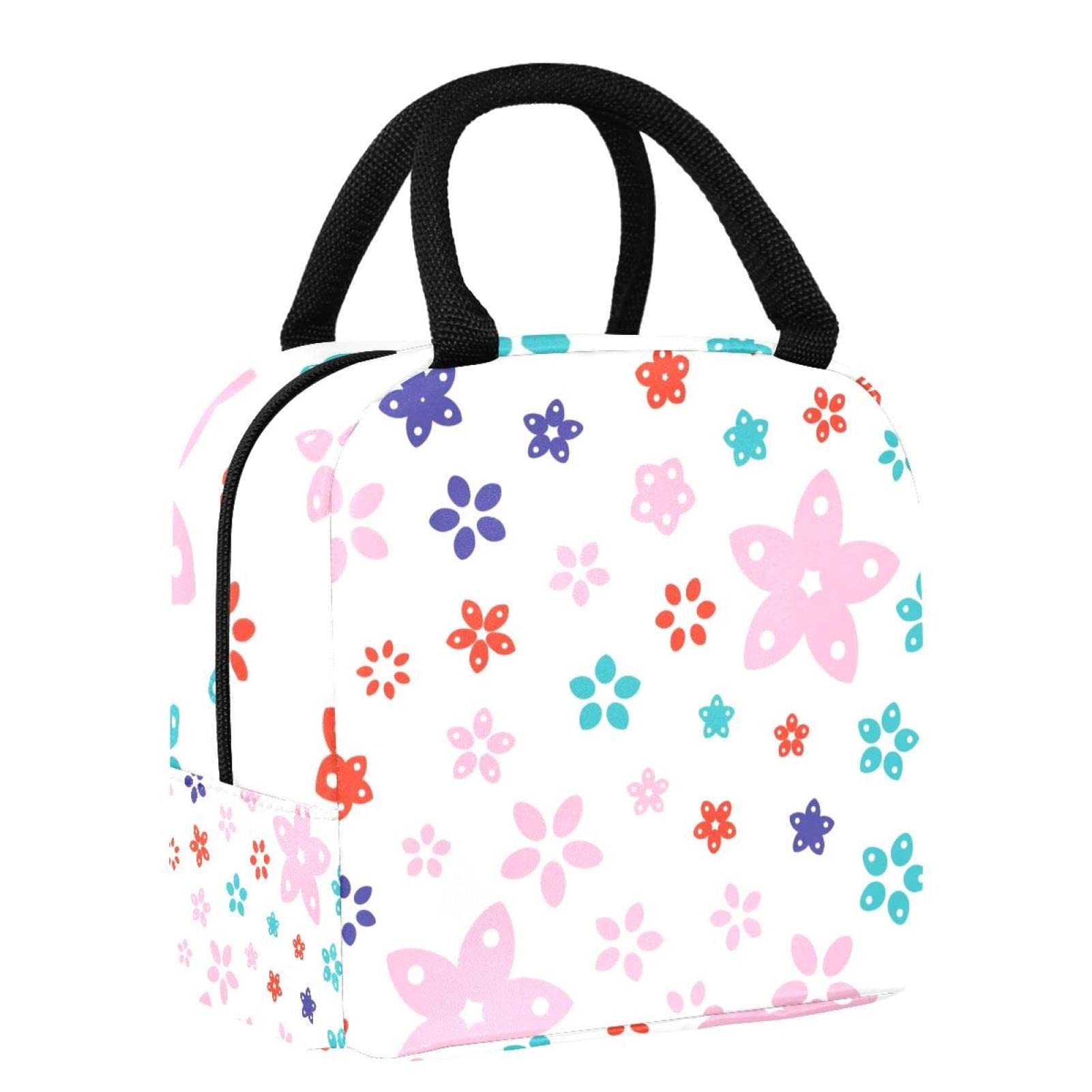 Eco-Friendly Reusable Insulated Lunch Box with Multicolor Floral Design - Perfect for Office, School, Picnics & Meal Prep | BPA-Free Leak-Proof Food Container for Hot & Cold Meals