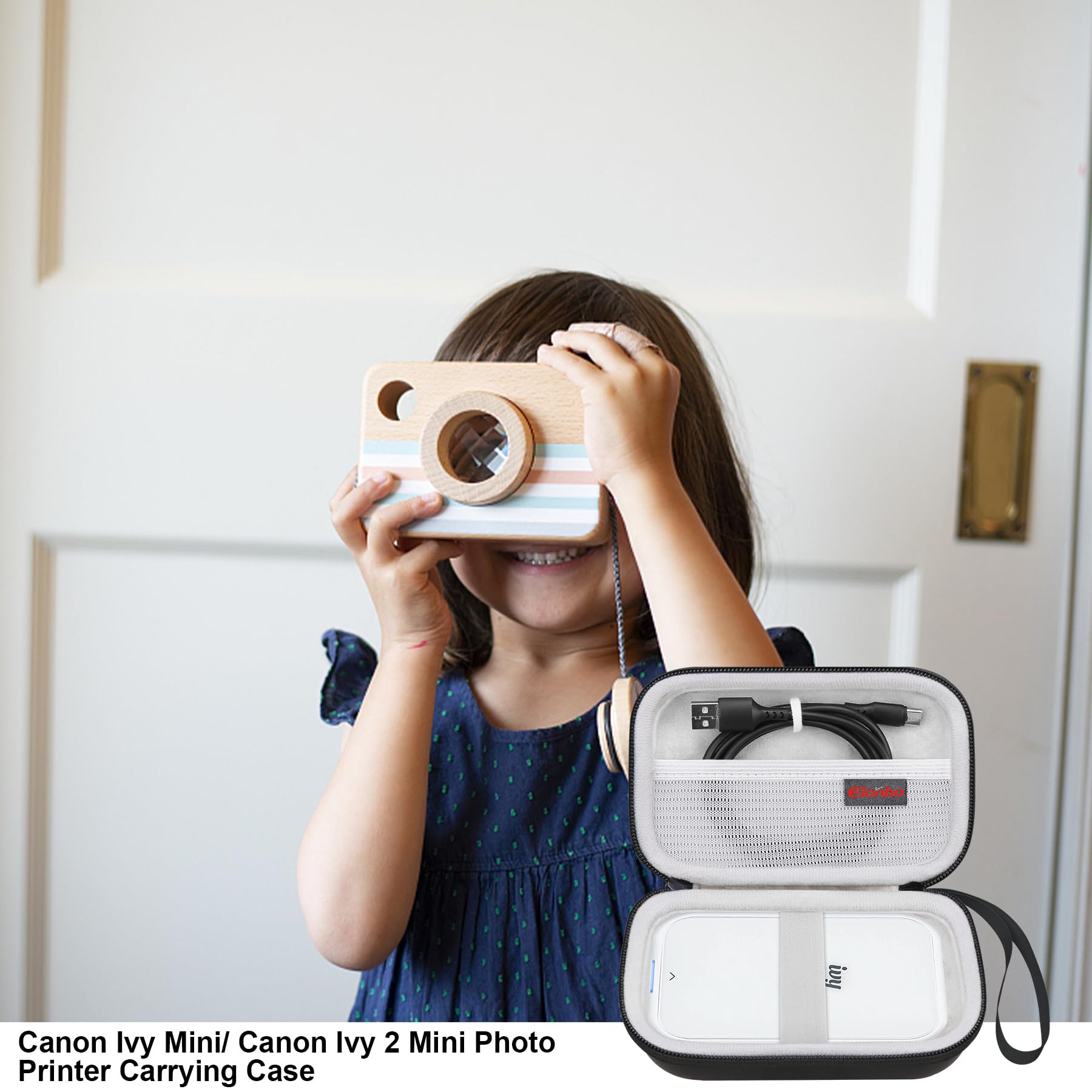 Elonbo Carrying Case for Canon Ivy 2 Mini & Ivy Mini Photo Printer - Portable Bluetooth Instant Camera Travel Storage Bag with Mesh Pocket for Photo Paper & Cables (Black) - Perfect for Travel, Parties & Home Organization