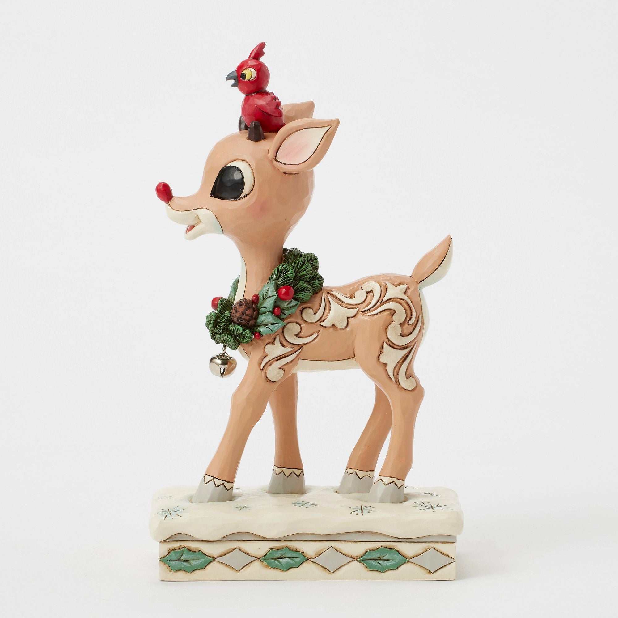 Woodland Rudolph with Red Bird - Handmade Christmas Decoration for Holiday Tree & Home Decor - Perfect for Festive Gifts & Winter Wonderland Displays