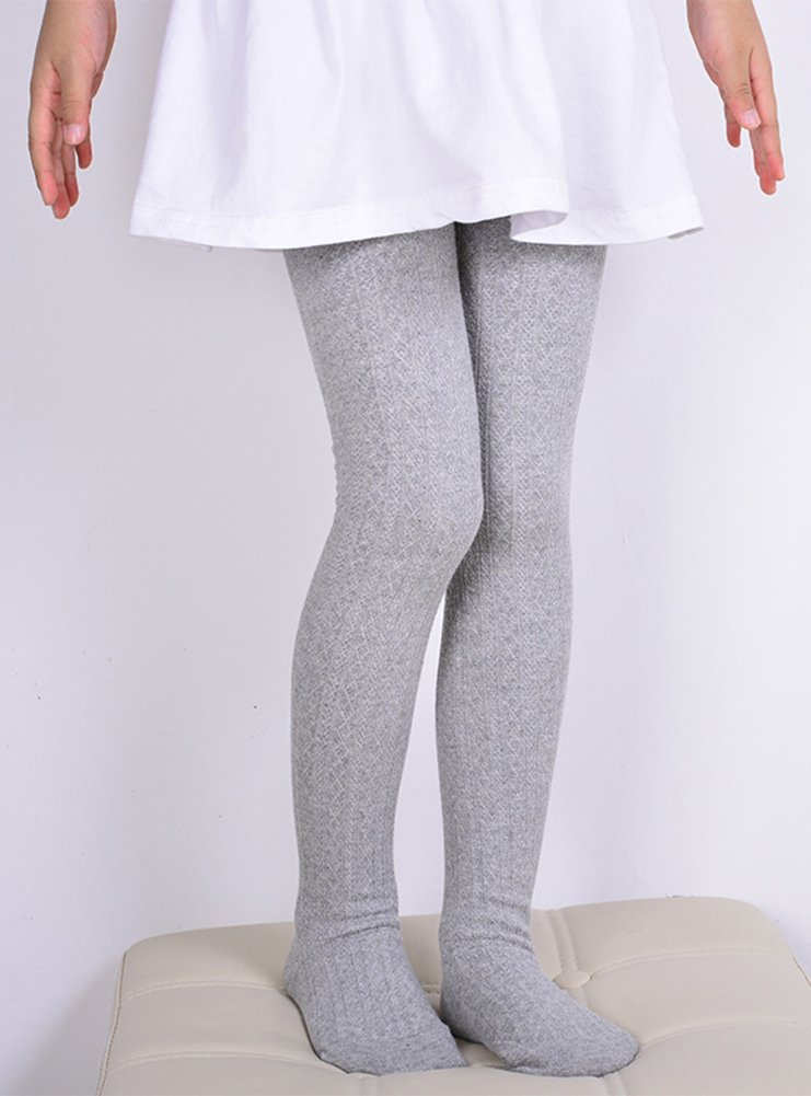 Little Girls' Solid Knitted Cotton Footed Tights - Soft Winter Leggings for Toddlers & Kids | Perfect for Playtime, School & Cold Weather Outfits