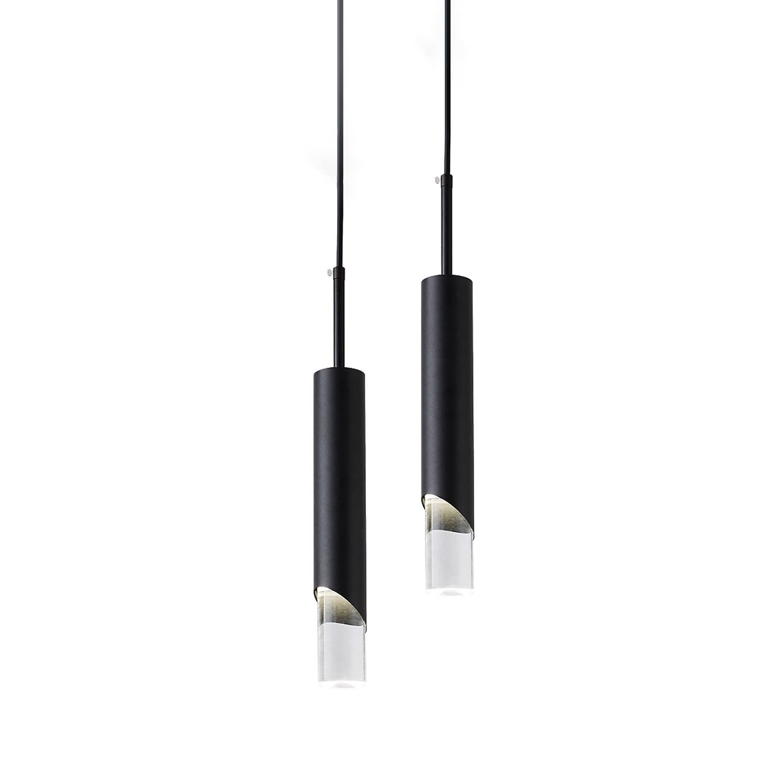 SHALLOW SEA Modern 2-Light LED Pendant Lighting Fixture - Black Contemporary Hanging Light for Kitchen Island, Dining Room, Bedroom & Bar - Perfect for Modern Home Decor & Restaurant Lighting