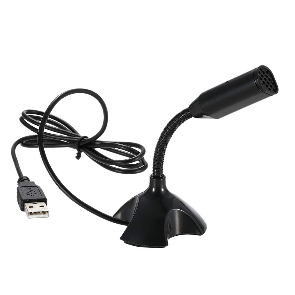 KUQIZ Mini USB Microphone - Adjustable Laptop & Desktop PC Mic with Stand Holder for Speech Recording, Podcasting, Gaming & Online Meetings (Perfect for Home Office, Streaming & Voiceovers)