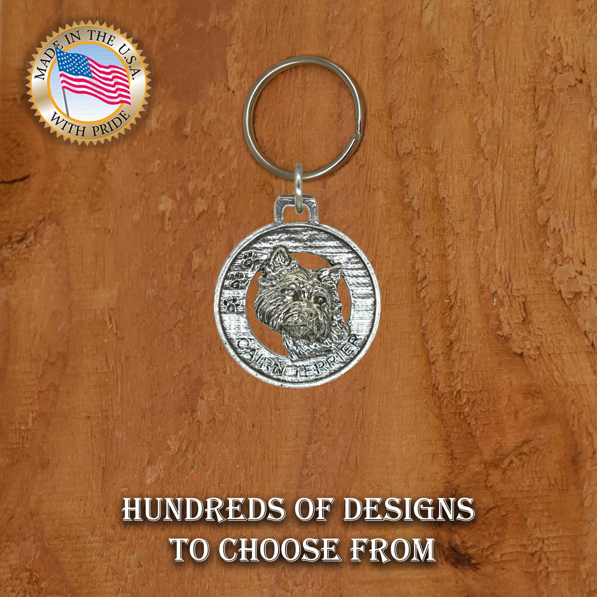 **Handmade Pewter Cairn Terrier Dog Keychain - 1.5 Inch Metal Key Ring, Pet Tag & Gift (D042KC) - 100% Made in USA | Perfect for Dog Lovers, Keychains Collection & Unique Gifts**