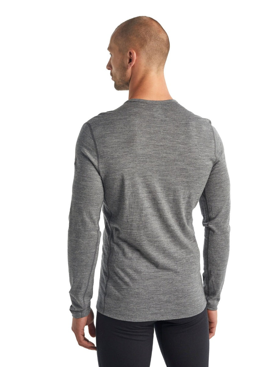 Icebreaker Men's 200 Oasis Merino Wool Thermal Base Layer Top - Gritstone Heather - Warm Winter Underwear for Hiking, Skiing & Outdoor Activities