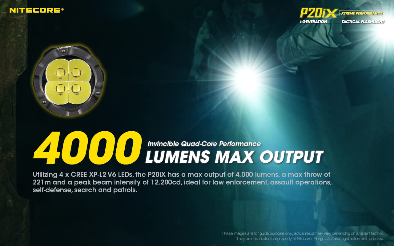 Nitecore P20iX 4000 Lumen Tactical Flashlight - USB-C Rechargeable Super Bright LED Flashlight with LumenTac Organizer | Perfect for Camping, Hiking, Emergency & Outdoor Adventures