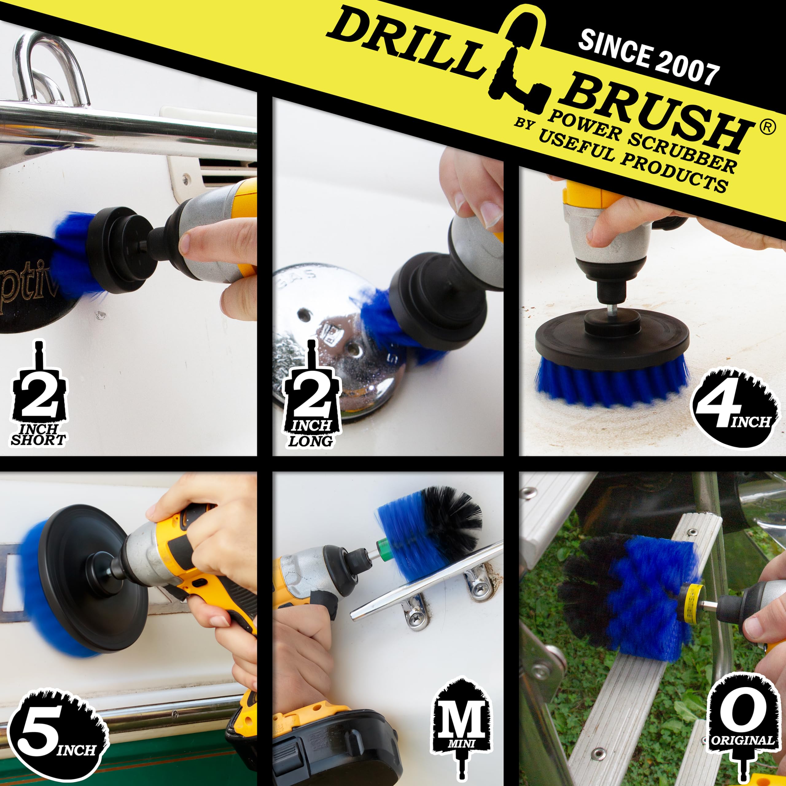 5-Piece Spin Brush Pool Cleaning Kit - Drill Brush for Pools, Hot Tubs, Spas & Pond Liners - Deck Brush & Carpet Cleaner Accessories - Perfect for Pool Maintenance & Surface Cleaning