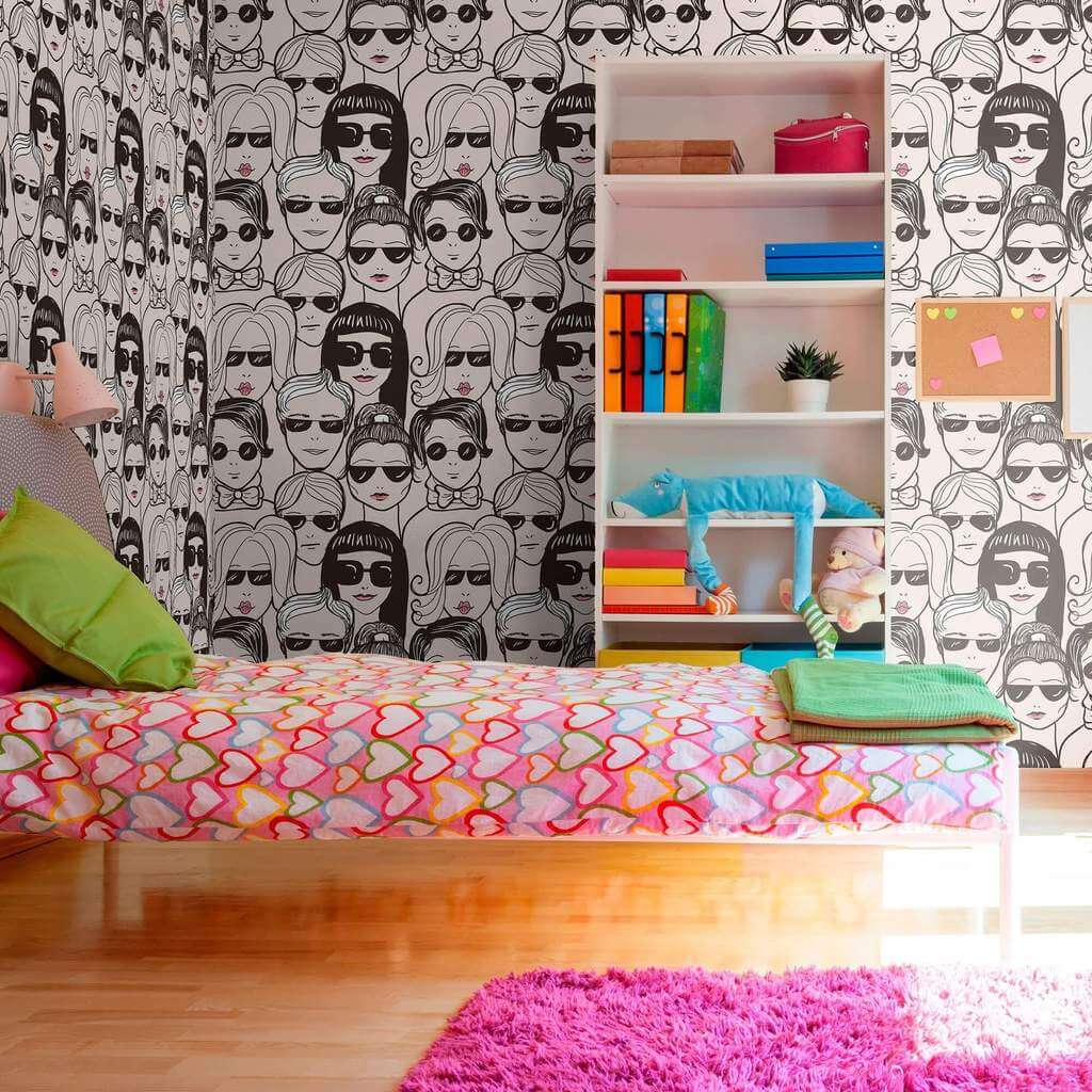 White and Black Themed Peel & Stick Removable Wallpaper - Self-Adhesive Decorative Wall Covering for Home, Office, Nursery & Dorm Room Decor