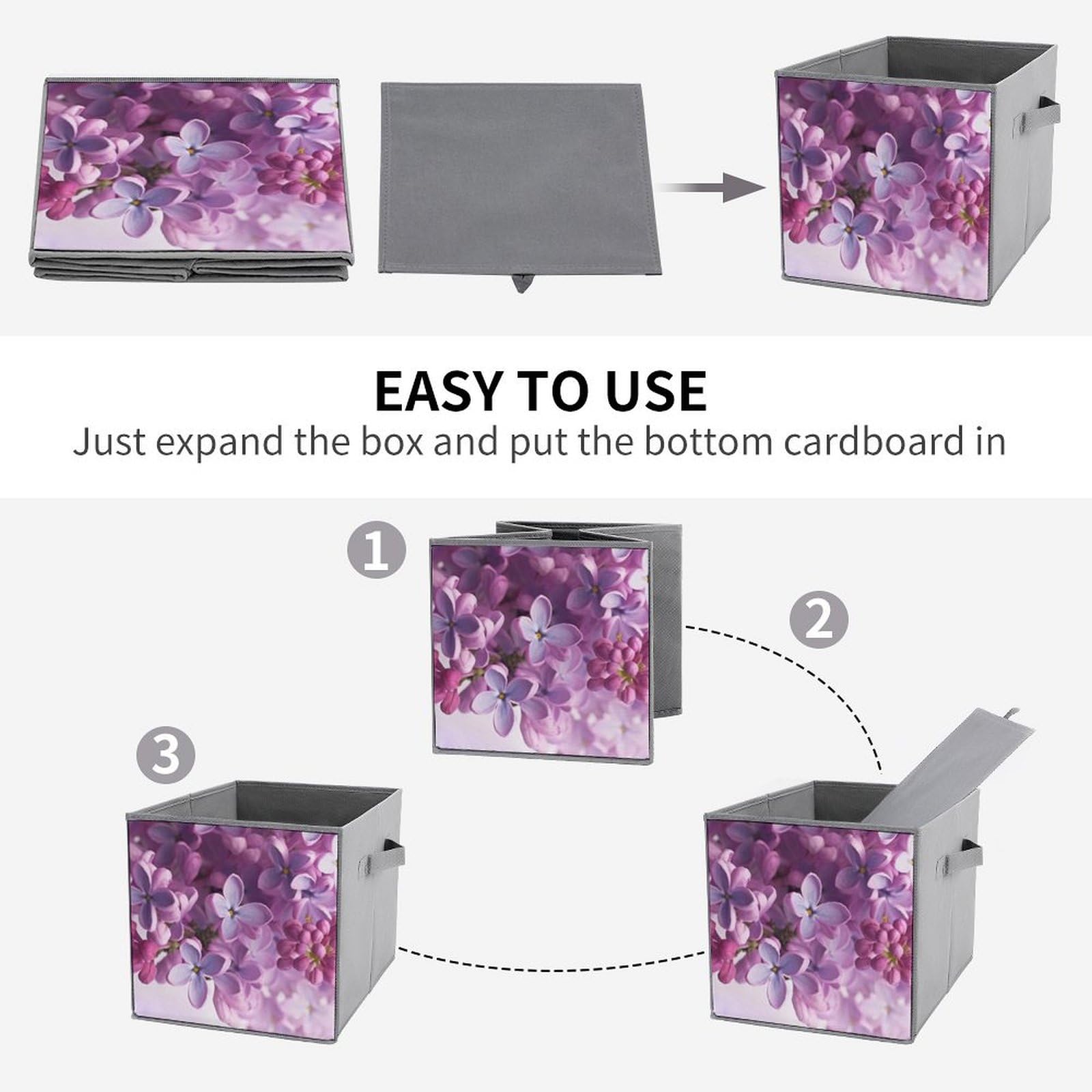 6-Pack Lilac Collapsible Storage Bins with Handles - Large Fabric Storage Baskets for Closet, Bedroom & Home Organization - Perfect for Clothes, Toys, Blankets & Household Items