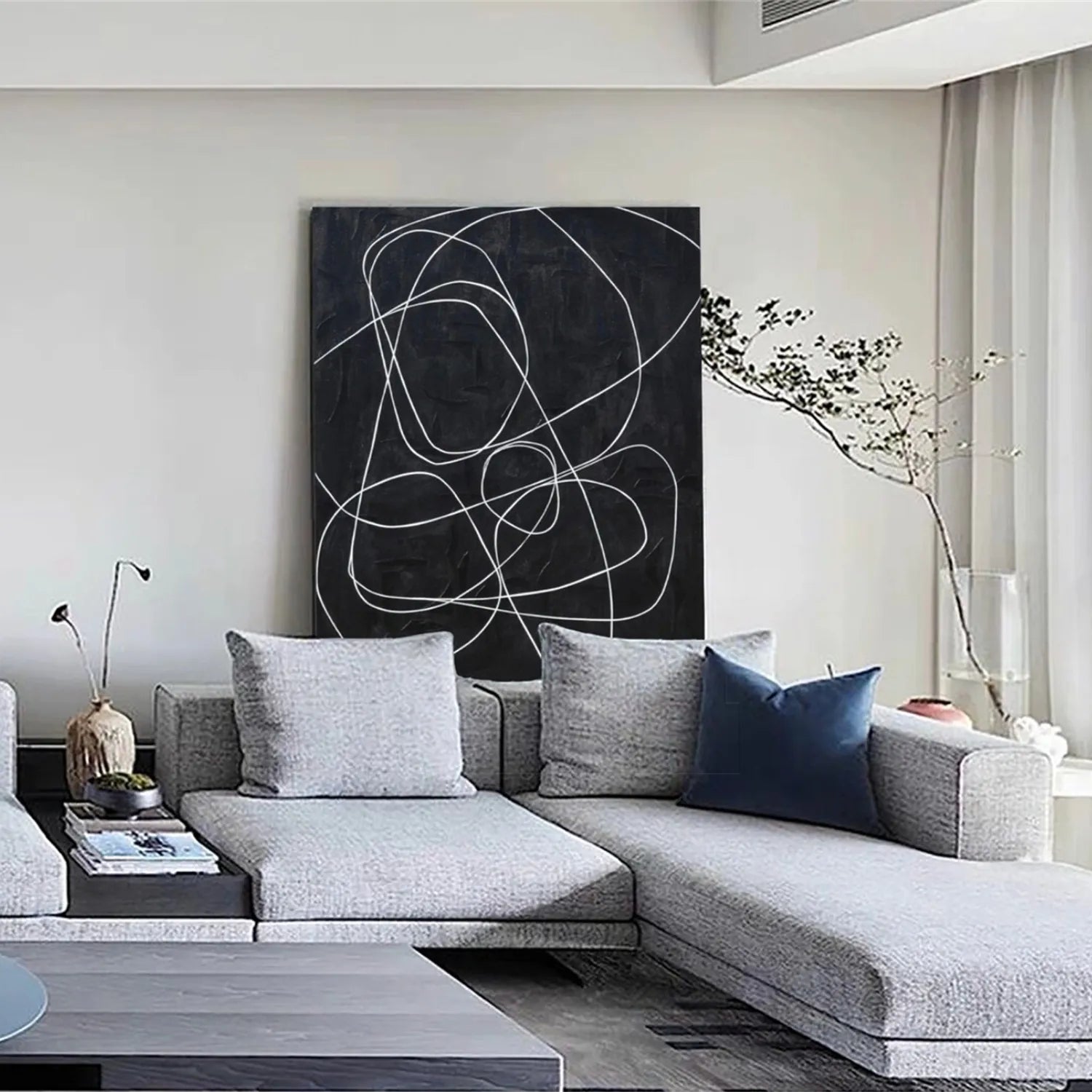 Abstract Painting #AB 198 - Modern Wall Art for Living Room, Bedroom & Office Decor | Handmade Canvas Artwork