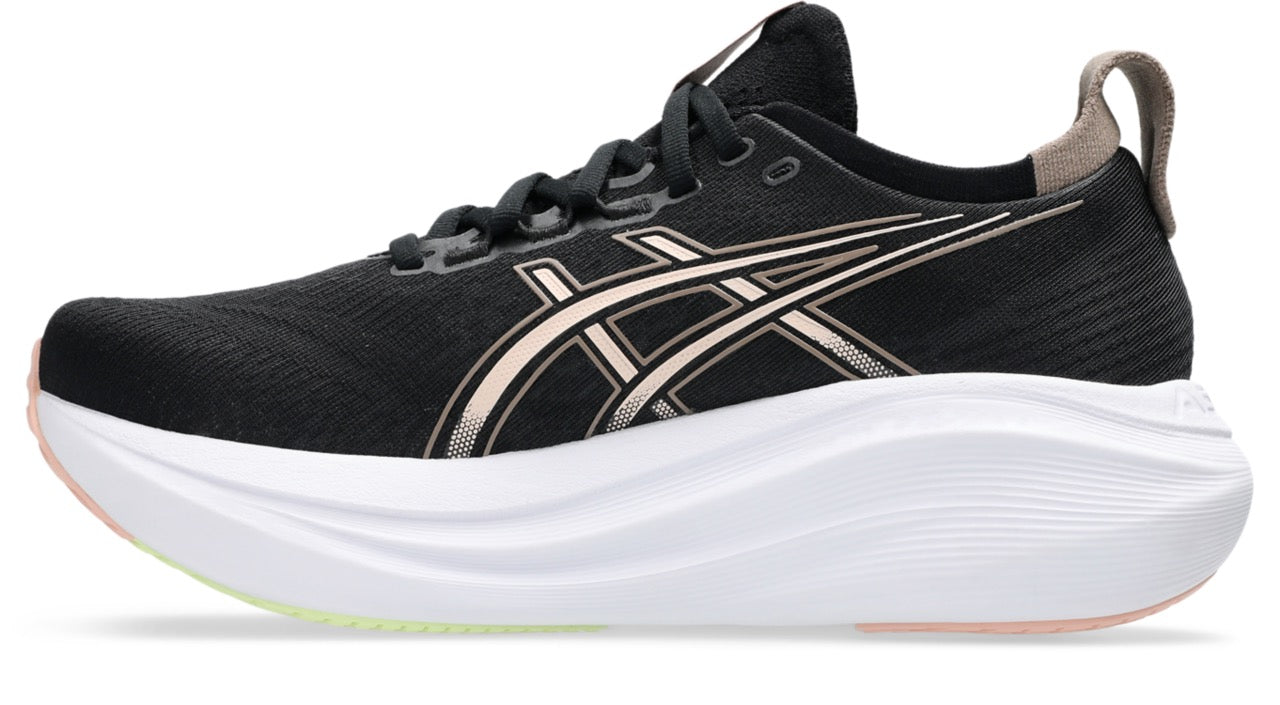 ASICS Women's Gel-Nimbus 27 Running Shoes - Black/Breeze (003) | Premium Cushioning for Long-Distance Running & Marathon Training