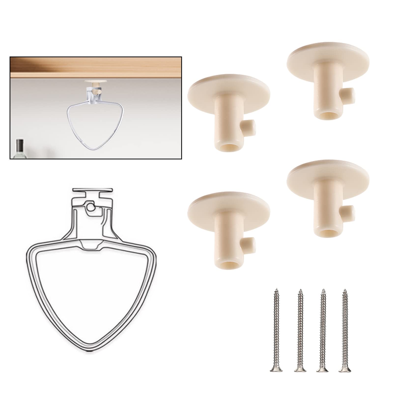 4-Pack Stand Mixer Attachment Holders | KitchenAid Mixer Accessory Organizer for Dough Hooks, Flat Beaters & Wire Whips | Space-Saving Kitchen Storage Solution for Baking Enthusiasts | Perfect for Countertop Organization & Small Kitchen Spaces