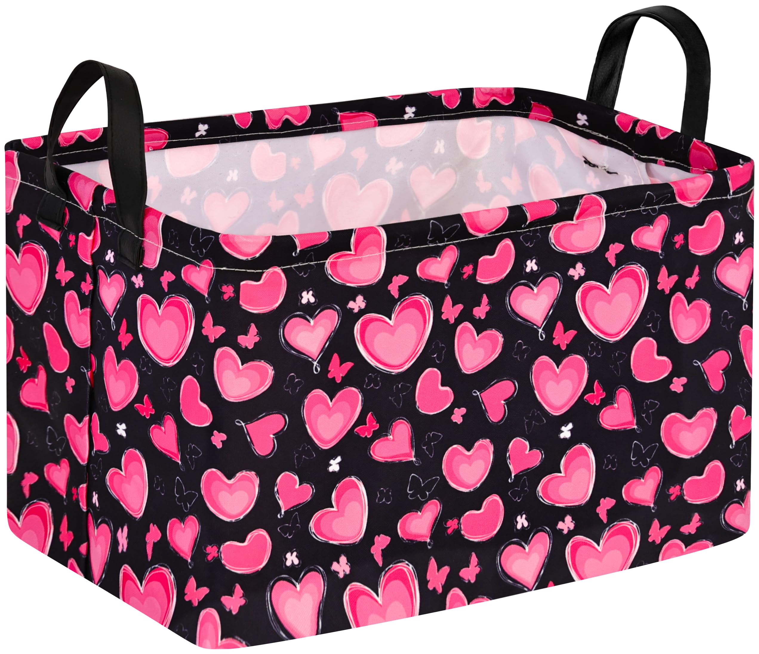 Girls Storage Basket with Handles - Closet Shelf Organizer Bin for Toys, Books & Nursery Decor | Cute Love-Themed Gift Box & Room Hamper | Perfect for Kids' Bedroom, Playroom & Birthday Gifts