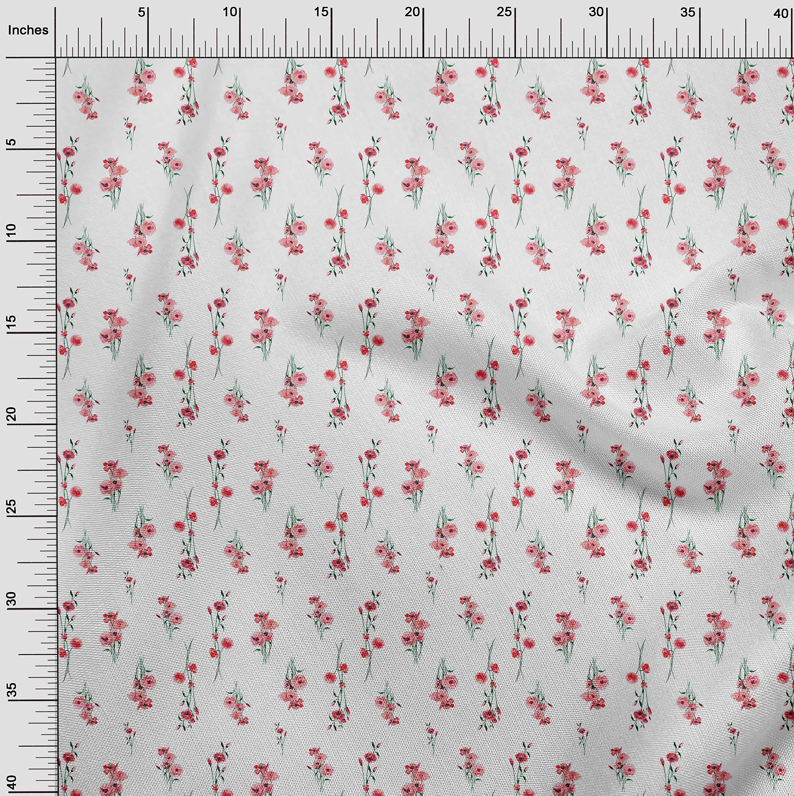 oneOone Cotton Silk Pink Floral Print Fabric by The Yard - 42 Inch Wide - Perfect for Dresses, Blouses, and Home Decor