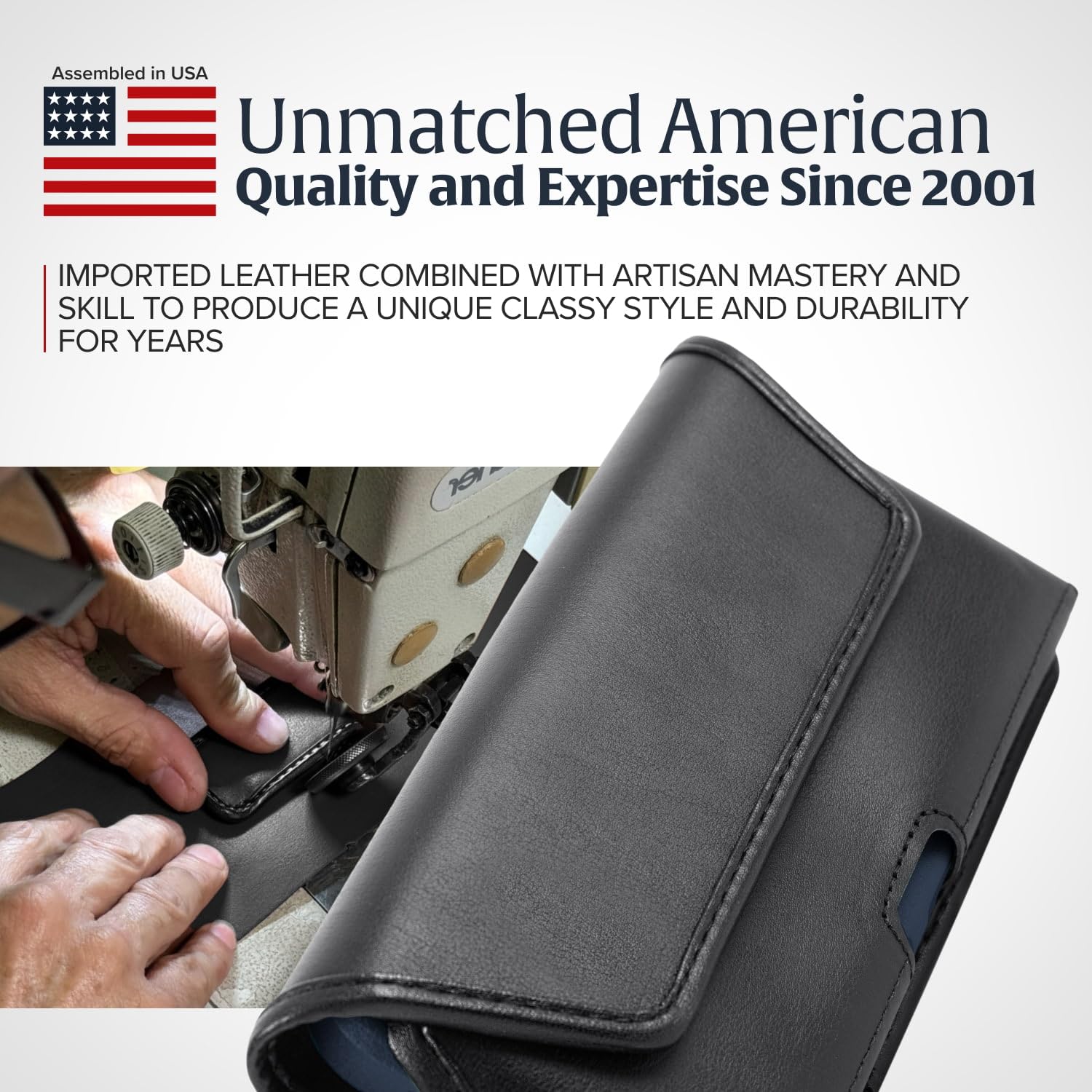 Premium Leather Phone Holster for iPhone 13 & 12 Mini - Black Belt Clip Holder for Shockproof Cases | Commuter & Symmetry Style | Durable Leather Belt Clip for Work, Travel & Outdoor Activities