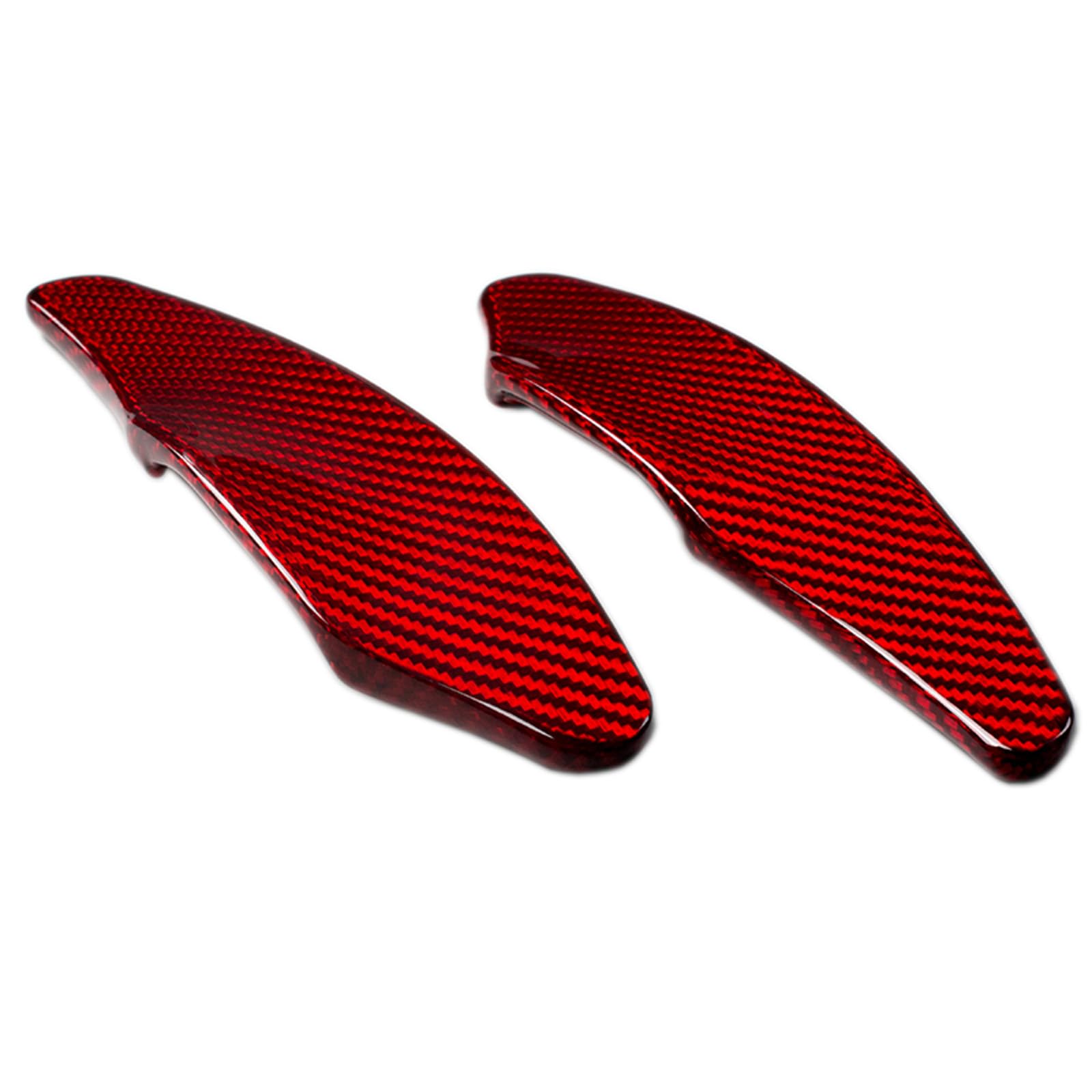 Real Carbon Fiber Steering Wheel Paddle Shifter Extensions for Chevrolet Corvette C7 - Red | High-Performance Racing Upgrade for Enhanced Driving Experience