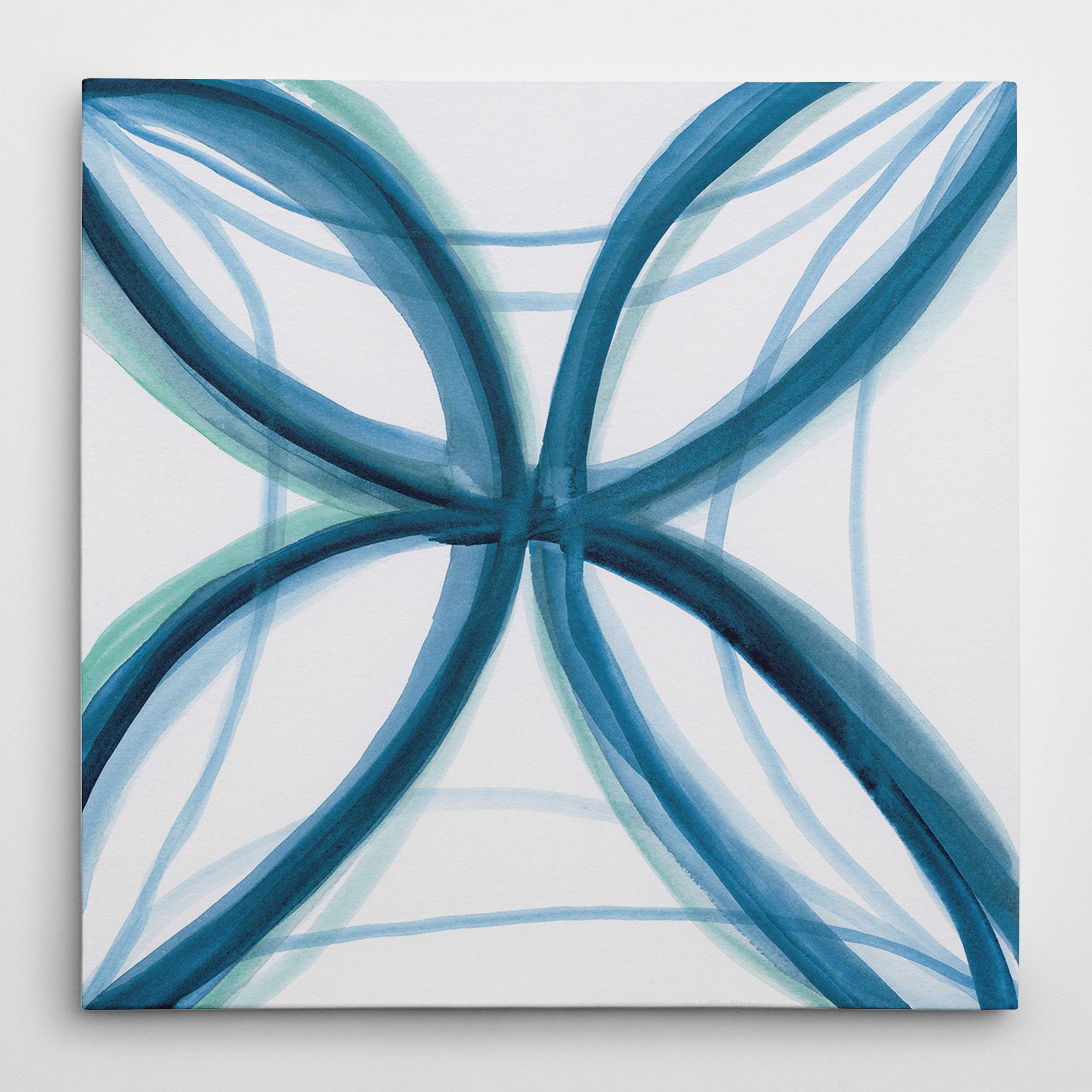 Bold Blue Abstract Gallery Wrapped Canvas Wall Art - Modern Home Decor for Living Room, Bedroom, Office - 16x16 Inches - Perfect for Contemporary Spaces & Gift Giving