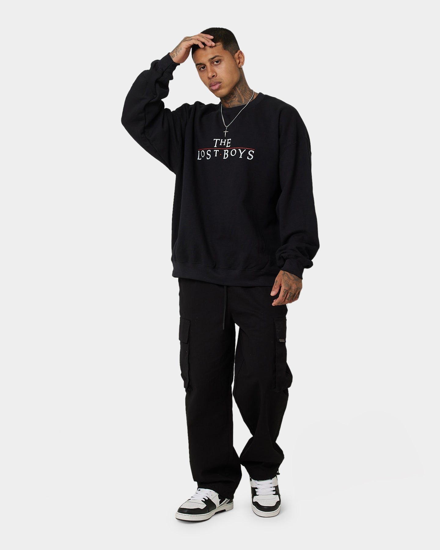 American Thrift X Lost Boys Black Crewneck Sweatshirt | Vintage Streetwear for Men | Perfect for Casual Outfits & Urban Fashion