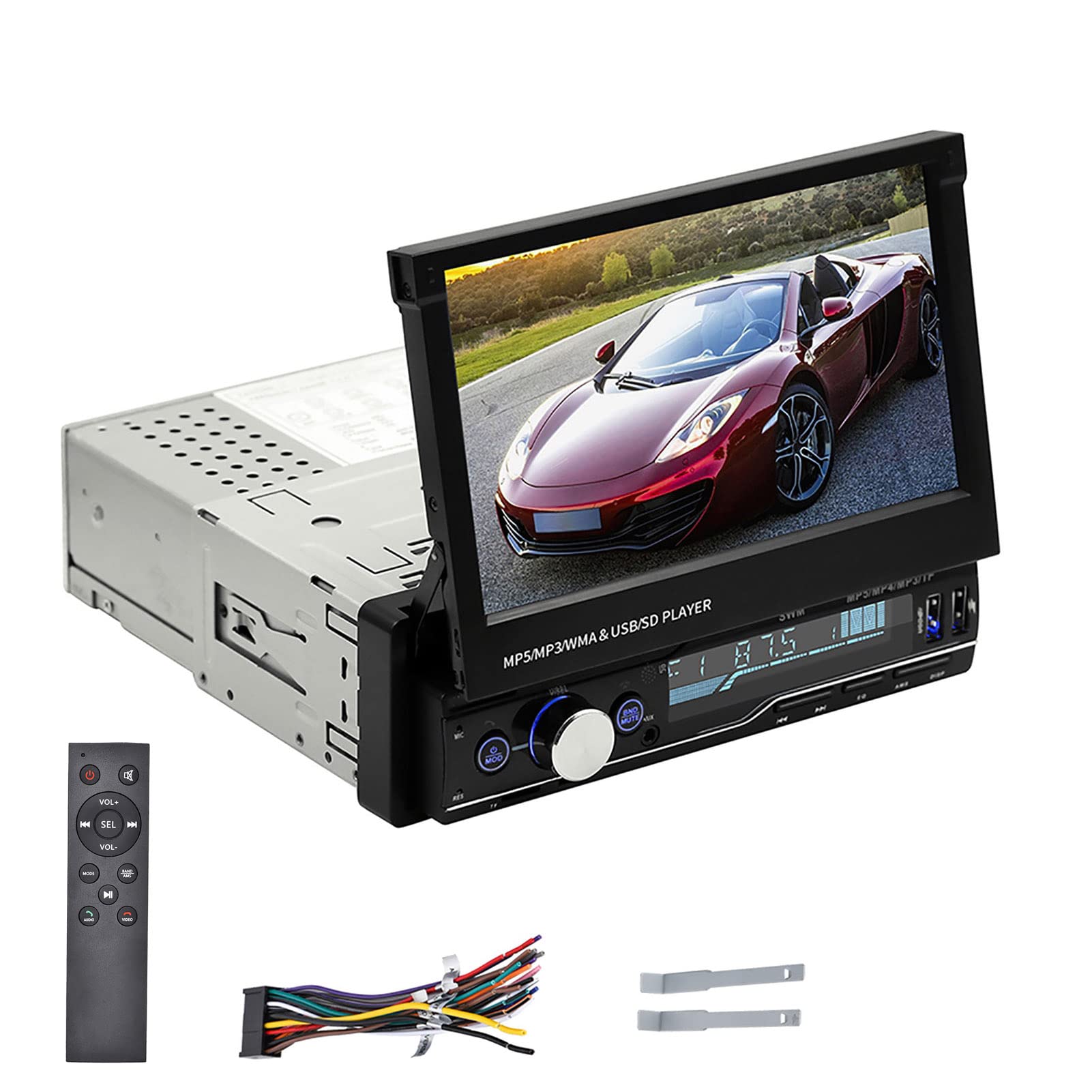 7 Inch Touch Screen Car FM Radio MP5 Player - HD Stereo Bluetooth Car Audio System with Hands-Free Calling, USB/AUX/TF Card Support - Perfect for Road Trips, Commuting & In-Car Entertainment (Bluetooth 4.0)