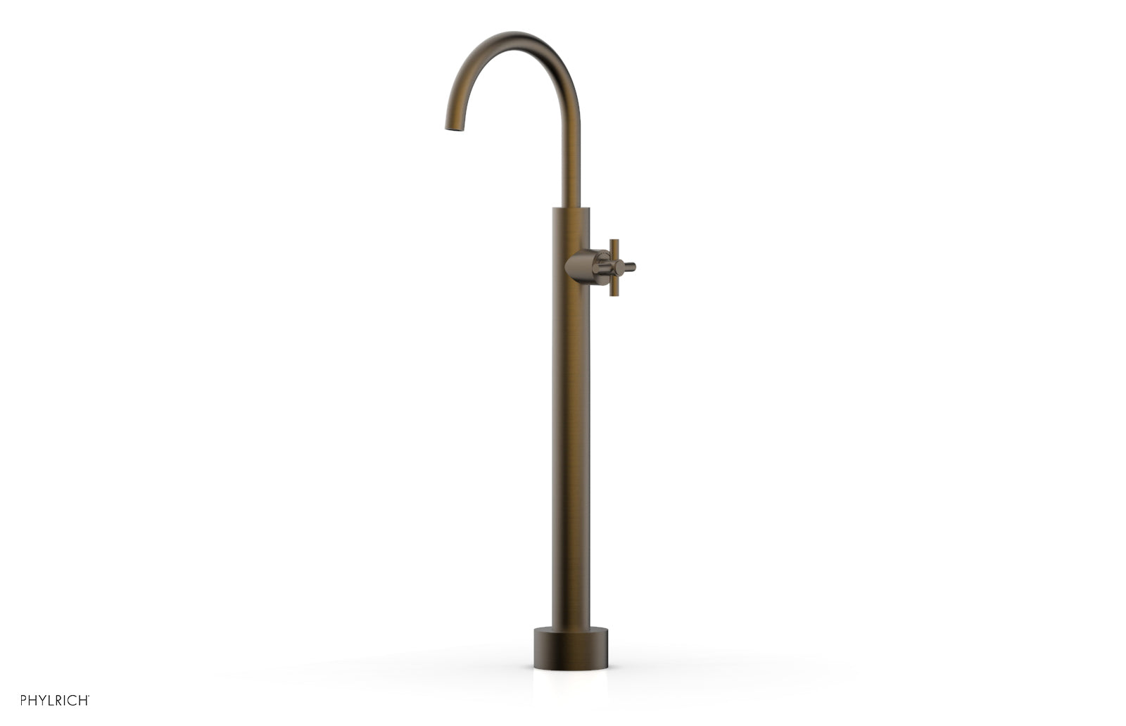 BASIC Low Floor Mount Tub Filler with Cross Handle - D131 44 04 - Durable Bathroom Faucet for Modern & Traditional Bathtubs