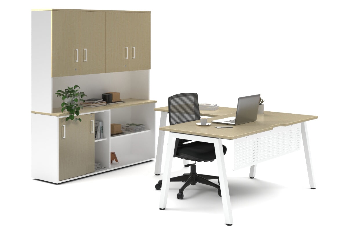 Quadro A Legs L-Shaped Executive Desk with White Legs [1600L x 1700W] - Perfect for Home Office & Modern Workspace Setup