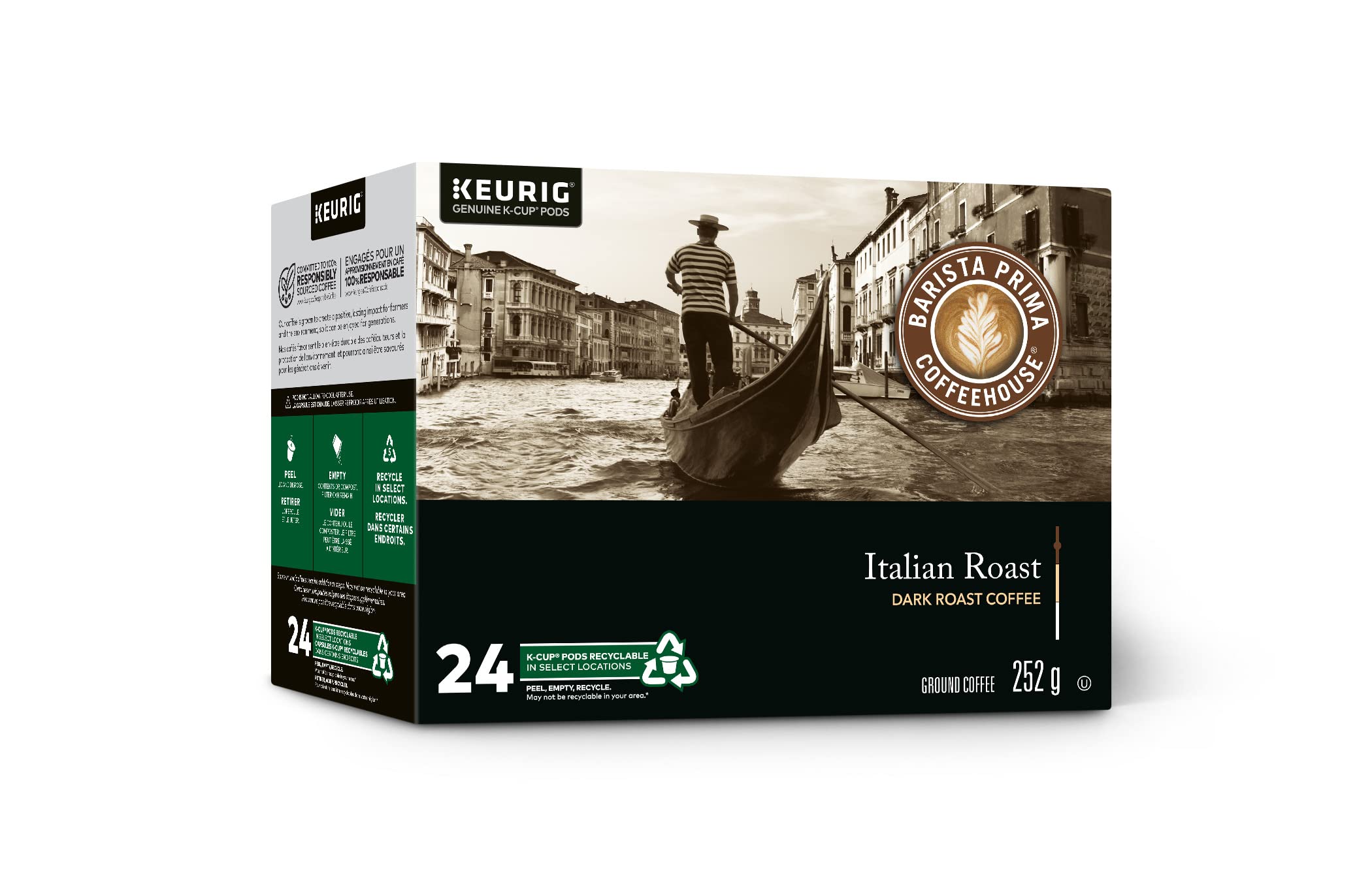 Barista Prima Italian Roast K-Cup Coffee Pods, 24 Count - Dark Roast Coffee for Keurig Brewers | Perfect for Morning Brew & Office Coffee Break