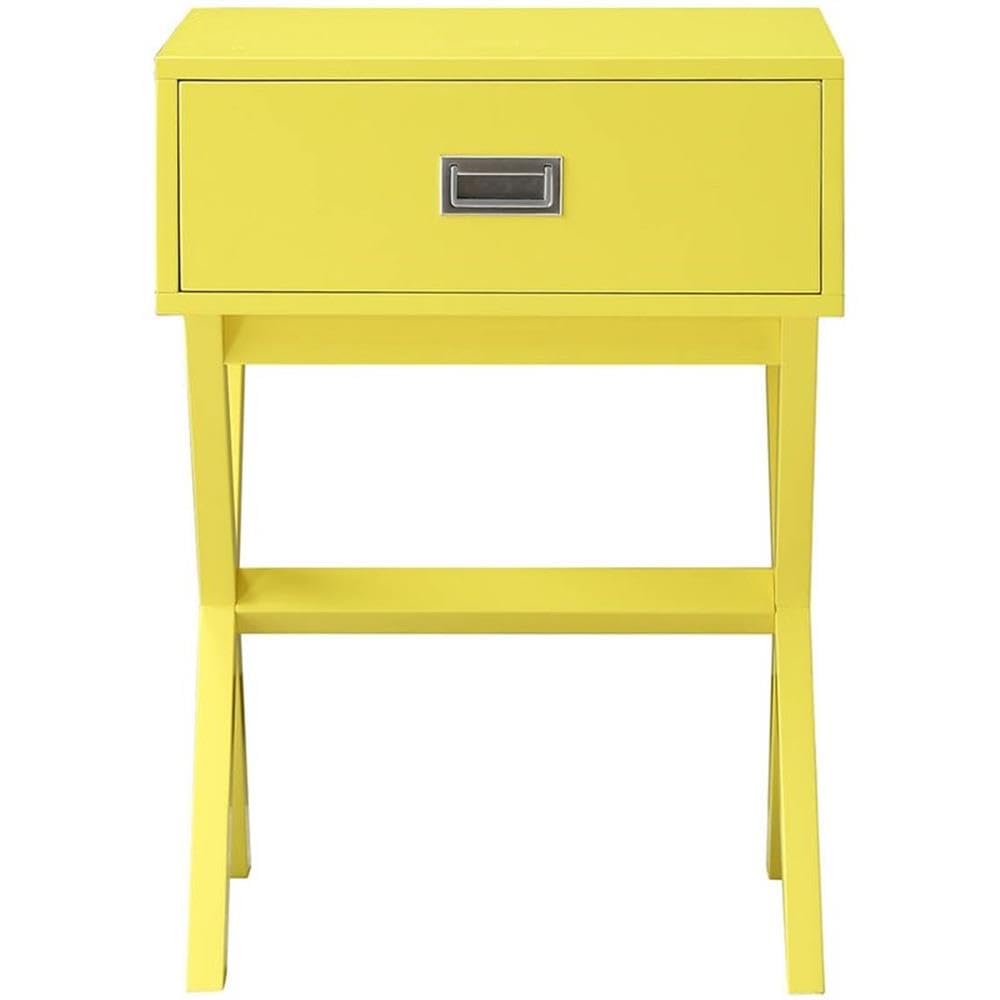 Yellow Wood 1-Drawer End Table Set of 2 - Modern Nightstand for Bedroom, Living Room & Office - Home Square Furniture Side Table with Storage