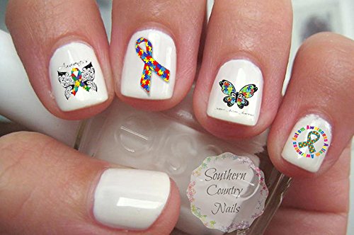 Autism Awareness Nail Art Decals Set of 2 - Waterproof Nail Stickers for Manicure, Support Autism Acceptance - Perfect for DIY Nails, Special Events & Autism Awareness Month