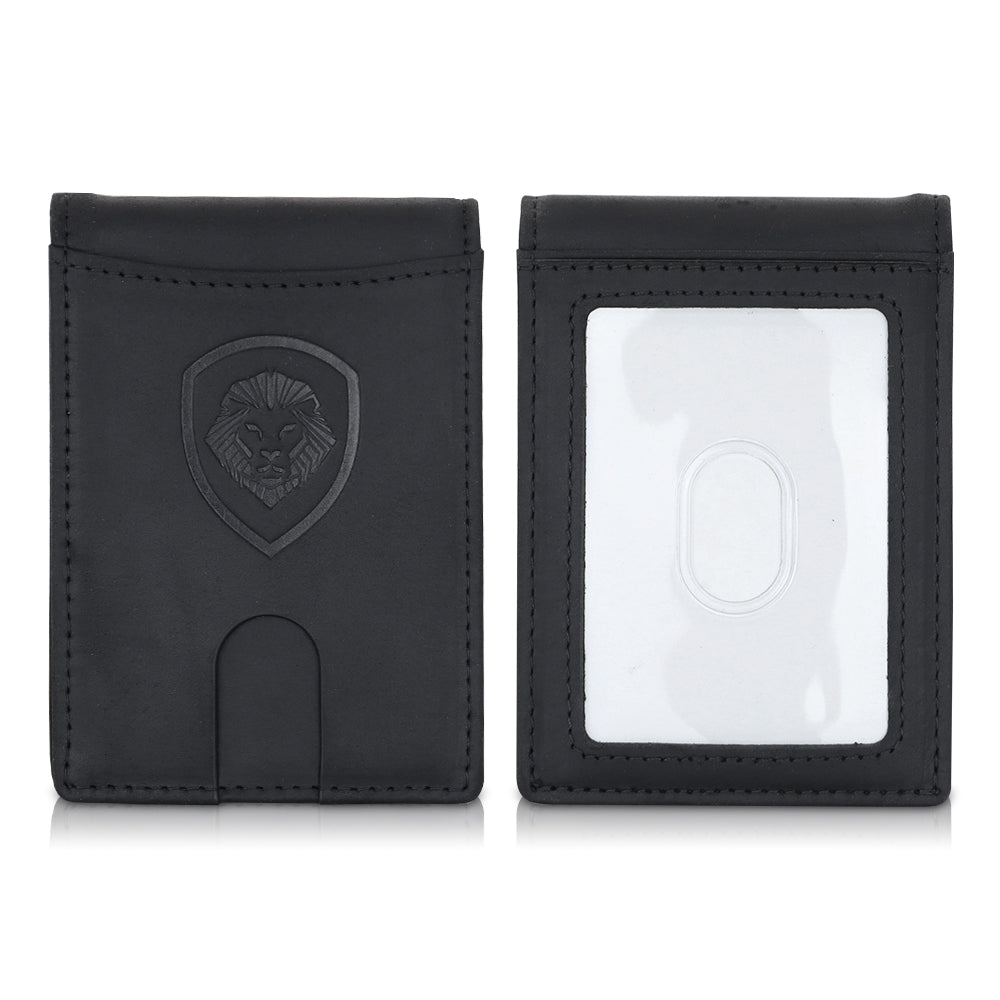 Premium Black Leather Wallet Keychain Set - RFID Blocking & Slim Design - Perfect for Men & Women - Ideal for Travel, Work, and Everyday Carry