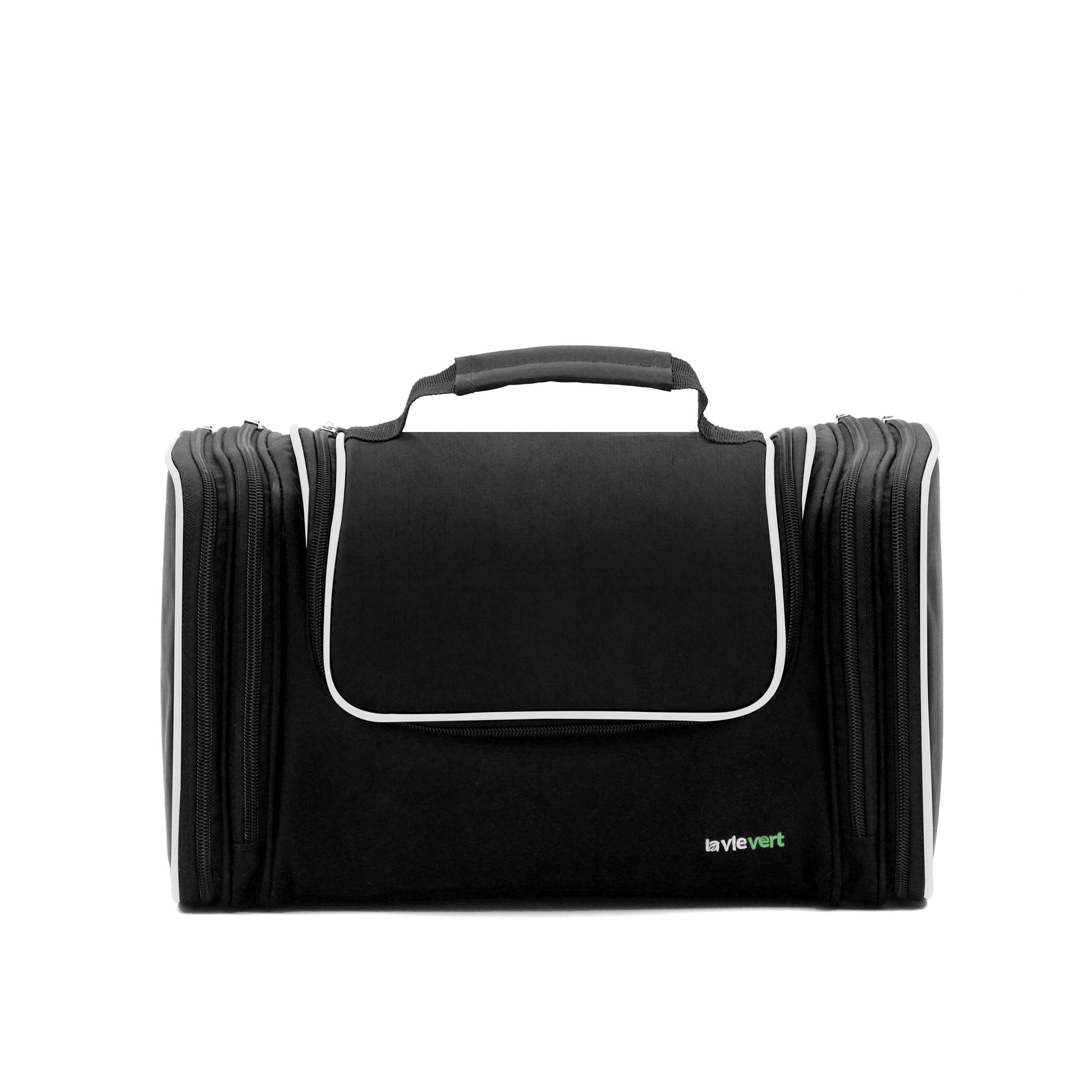 LAVIEVERT Hanging Toiletry Bag for Travel - Waterproof Makeup Organizer & Cosmetic Storage Pouch, Portable Bathroom Essentials Holder for Business Trips, Vacations, Home Use (Black) | Perfect for Airplane Carry-on, Gym, Camping & Daily Organization