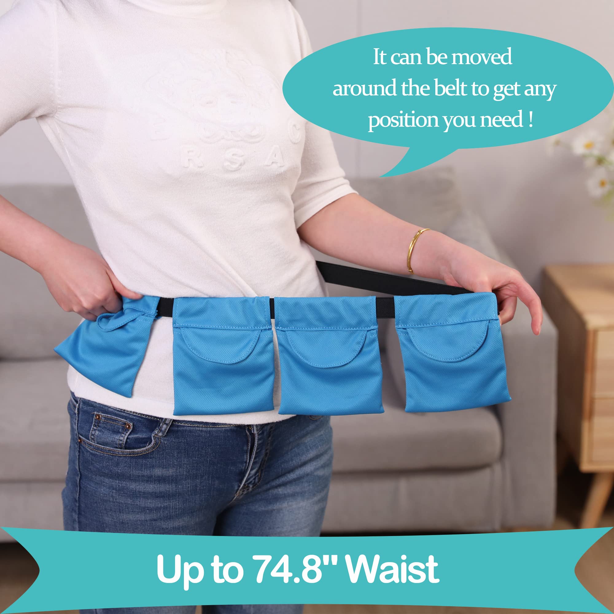 Fanwer Mastectomy Drain Holder - 4 Pack Post-Surgery Drain Pouches with Waterproof Shower Bag, Adjustable & Comfortable for Mastectomy Recovery, Breast Augmentation, Reduction & Tummy Tuck - Ideal for Showering, Sleeping & Daily Activities (Blue)