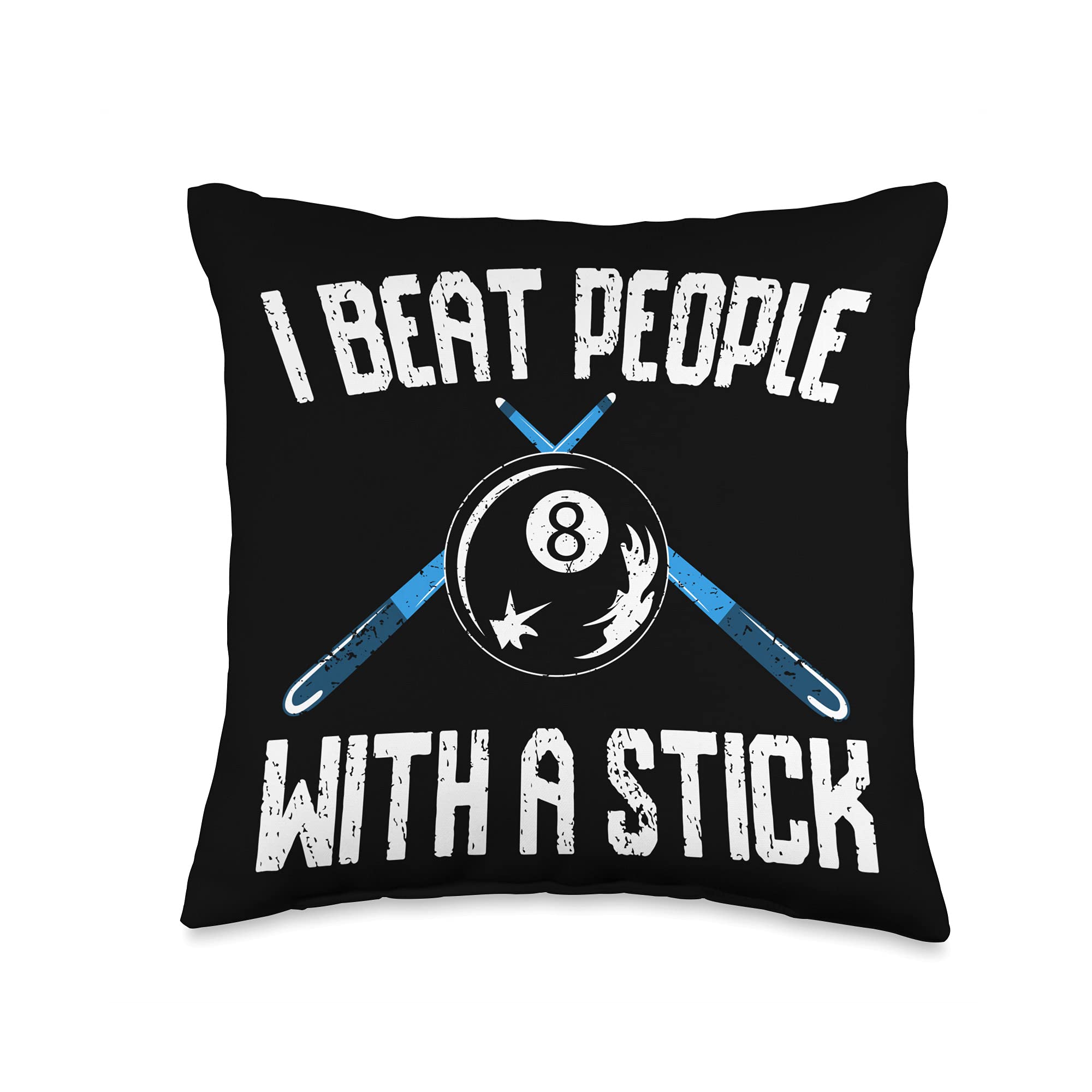 Funny 8-Ball Pool Player Throw Pillow 16x16 - Billiard Gifts & Accessories for Game Room Decor