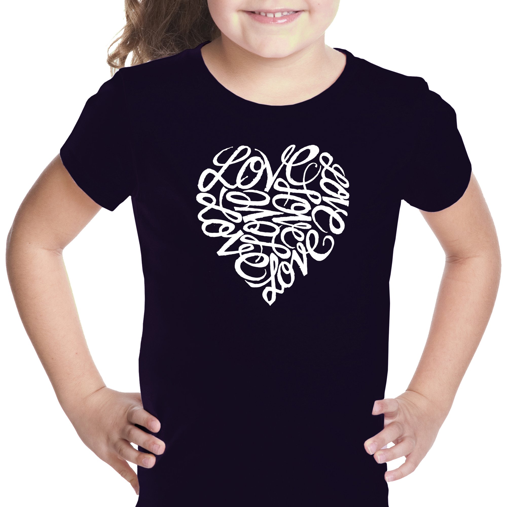 LA POP ART Girl's Word Art T-Shirt - Love | Trendy Graphic Tee for Girls | Perfect for Casual Wear, School, and Outings